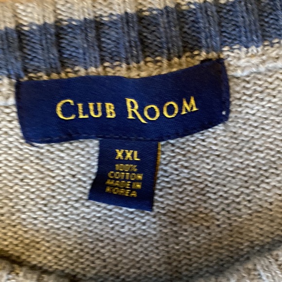 Club Room XXL Men’s Pullover Sweater 100% Cotton in gray, blue & white - Picture 2 of 6